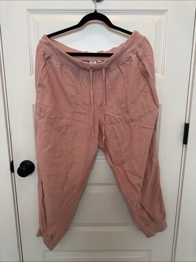 GAP Blush Pink linen Cotton Drawstring Joggers